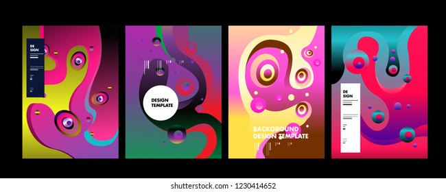 Set of liquid color abstract geometric shapes. Fluid gradient elements for minimal banner, logo, social post. Futuristic trendy dynamic elements. Abstract background. Eps10 vector.