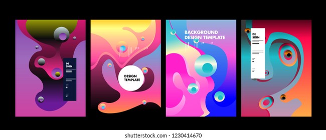 Set of liquid color abstract geometric shapes. Fluid gradient elements for minimal banner, logo, social post. Futuristic trendy dynamic elements. Abstract background. Eps10 vector.