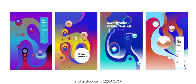 Set of liquid color abstract geometric shapes. Fluid gradient elements for minimal banner, logo, social post. Futuristic trendy dynamic elements. Abstract background. Eps10 vector.