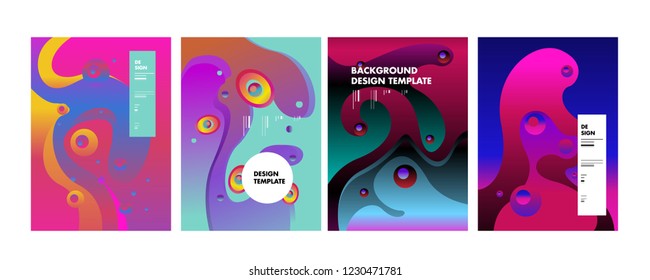 Set of liquid color abstract geometric shapes. Fluid gradient elements for minimal banner, logo, social post. Futuristic trendy dynamic elements. Abstract background. Eps10 vector.