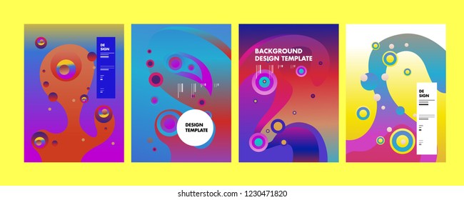 Set of liquid color abstract geometric shapes. Fluid gradient elements for minimal banner, logo, social post. Futuristic trendy dynamic elements. Abstract background. Eps10 vector.