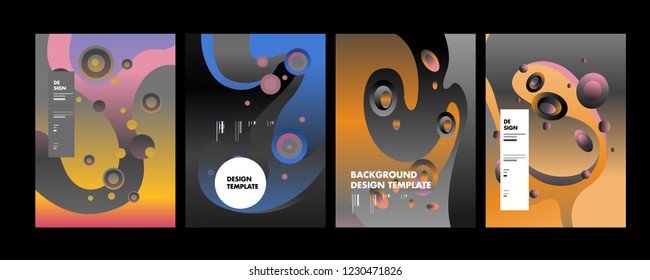 Set of liquid color abstract geometric shapes. Fluid gradient elements for minimal banner, logo, social post. Futuristic trendy dynamic elements. Abstract background. Eps10 vector.