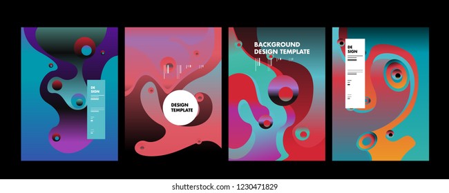 Set of liquid color abstract geometric shapes. Fluid gradient elements for minimal banner, logo, social post. Futuristic trendy dynamic elements. Abstract background. Eps10 vector.
