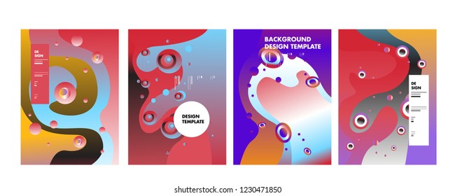 Set of liquid color abstract geometric shapes. Fluid gradient elements for minimal banner, logo, social post. Futuristic trendy dynamic elements. Abstract background. Eps10 vector.