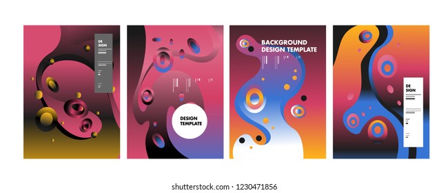 Set of liquid color abstract geometric shapes. Fluid gradient elements for minimal banner, logo, social post. Futuristic trendy dynamic elements. Abstract background. Eps10 vector.