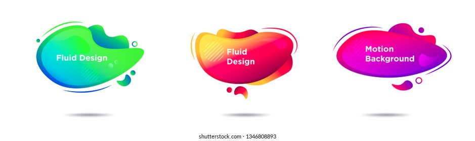 Set of liquid color abstract geometric shapes. Fluid gradient elements for minimal banner, logo, social post. Futuristic trendy dynamic elements. Abstract background. modern label design, vector 