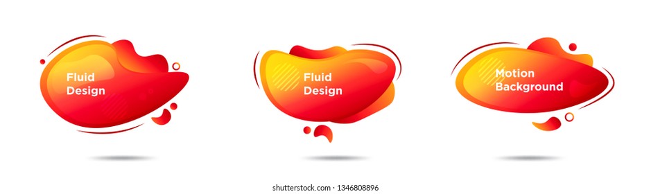 Set of liquid color abstract geometric shapes. Fluid gradient elements for minimal banner, logo, social post. Futuristic trendy dynamic elements. Abstract background. modern label design, vector 