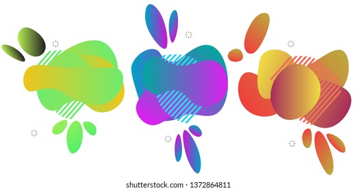 	
Set of liquid color abstract geometric shapes with Modern Fluid gradient elements for minimal banner, logo, social post,background. Futuristic trendy dynamic elements vector