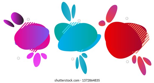 	
Set of liquid color abstract geometric shapes with Modern Fluid gradient elements for minimal banner, logo, social post,background. Futuristic trendy dynamic elements vector