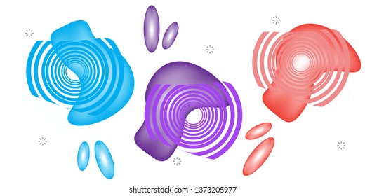 Set of liquid color abstract geometric shapes with Modern Fluid gradient elements for minimal banner, logo, social post,background. Futuristic trendy dynamic elements vector