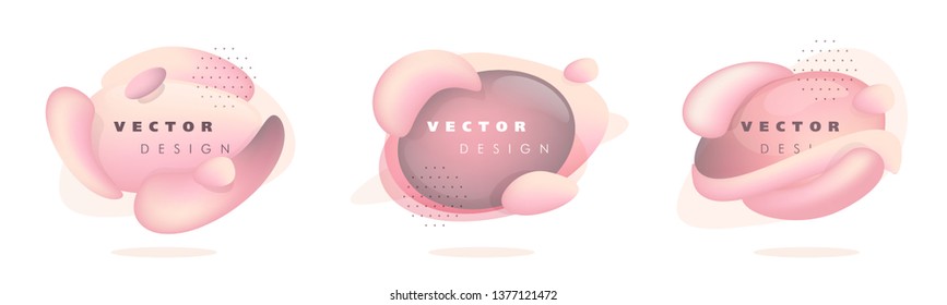 Set of liquid color abstract geometric shapes. Fluid gradient elements for minimal banner, logo, social post. Futuristic trendy dynamic elements. Abstract background. Eps10 vector