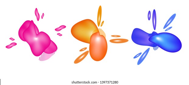 Set of liquid color abstract geometric shapes used Fluid gradient elements for minimalist banner, logo, social post. with Futuristic trendy dynamic elements for Abstract background. Eps10