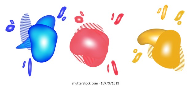 Set of liquid color abstract geometric shapes used Fluid gradient elements for minimalist banner, logo, social post. with Futuristic trendy dynamic elements for Abstract background. Eps10
