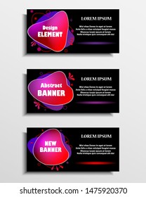 Set of liquid color abstract geometric shapes. Fluid gradient elements for minimal banner, logo, social post, presentation, flyer, brochure. Abstract background. Eps10 vector