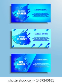 Set of liquid color abstract geometric shapes. Fluid gradient elements for minimal banner, logo, social post, presentation, flyer, brochure. Abstract background. Eps10 vector