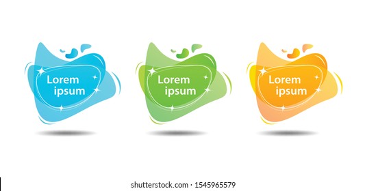 Set of liquid color abstract geometric shapes banner vector template, Colorful trendy  background, Memphis design, logo, web icon design