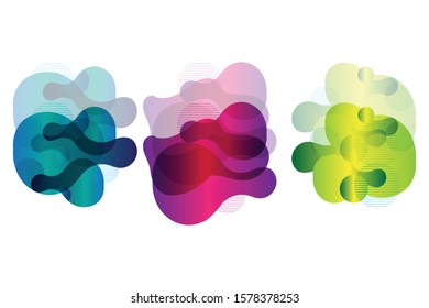Set of liquid color abstract geometric shapes