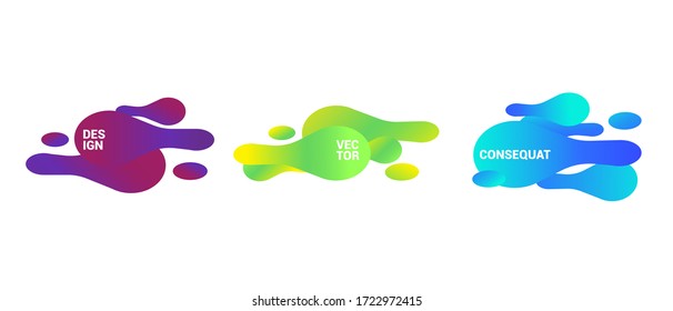 Set of liquid color abstract geometric shapes. Fluid gradient elements for minimal banner, logo, social post. Futuristic trendy dynamic elements. Abstract background. Eps10 vector