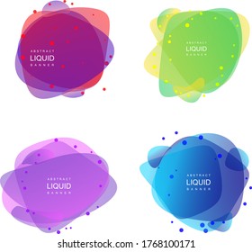 Set of liquid color abstract geometric shapes. Fluid gradient elements for banner, logo, presentation. Futuristic trendy dynamic elements. Isolated on white background. Vector illustration.