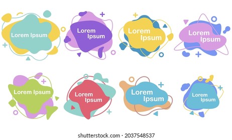 Set of liquid color abstract geometric shapes. Fluid color elements for minimal banner, logo, social post. Futuristic dynamic elements. Vector illustration. Eps 10.