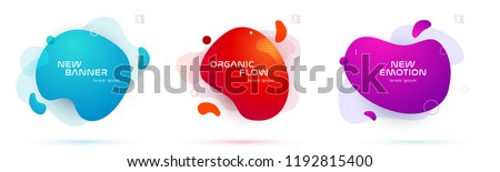 Set of liquid color abstract geometric shapes. Fluid gradient elements for minimal banner, logo, social post. Futuristic trendy dynamic elements. Abstract background. Eps10 vector.