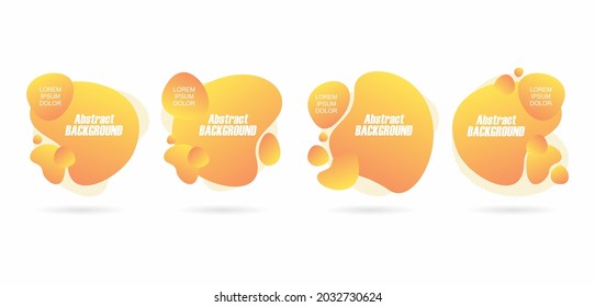 Set of liquid color abstract gradient elements shapes, abstract yellow design background template. Abstract vector gradient elements for logo, banner, post Vector Illustration.