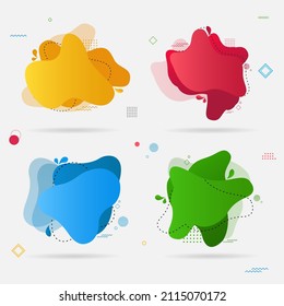 Set of liquid color background with geometric elements. Set of abstract modern graphic elements.