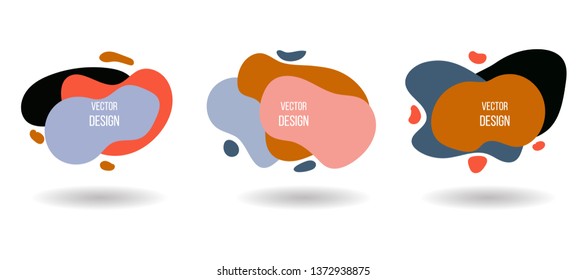Set of liquid color geometric shapes. Abstract vector illustration.