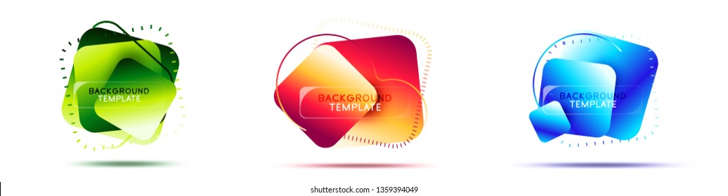 Conjunto de formas geométricas cuadradas de color líquido, diseño abstracto de gradientes fluidos para fondos o logotipo. Ilustración del vector