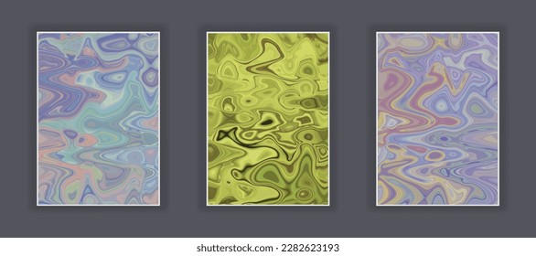 Set of Liquid color trendy textures. Abstract wave and splash effect 