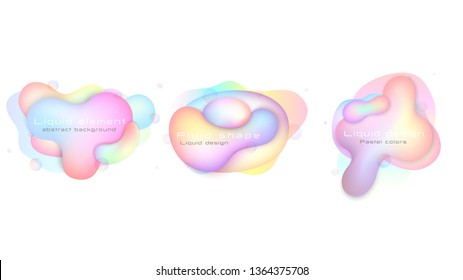 Set of liquid colorful elements pastel colors, bubble blowers. EPS 10
