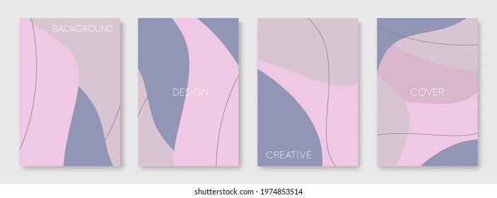 Set of liquid cover design template. Abstract fluid wavy shapes with lines composition for banner, poster, card, flyer and social media stories. Vector