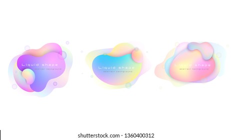 Set of liquid elements pastel colors. Fluid colorful shapes. EPS 10.