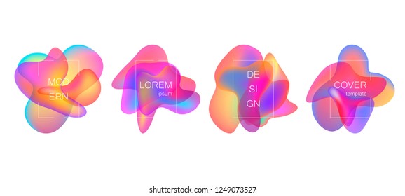 Set of liquid fluid abstract elements. Gradient vector shapes