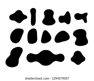 Set of liquid geometric fluent shapes and blots