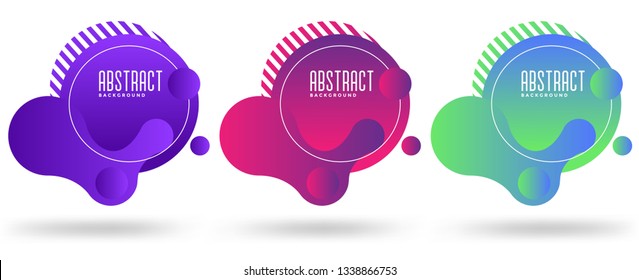 Set of liquid gradient color abstract geometric shapes. Modern banner with fluid design. Abstract liquid shape. Fluid design. Isolated gradient waves.  Vector illustration. - Vector