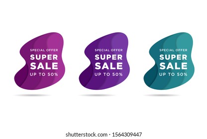 Set of liquid gradient color abstract geometric shapes. Modern banner with fluid design. liquid frames with wavy bright splashes.Ready template for web, print, covers, design, logo.