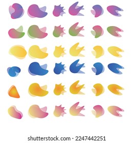 
Set of liquid gradient drops. Abstract fluid shapes with chameleon effect. Colorful liquid icons. Decorative elements for your design. Vector eps 10.