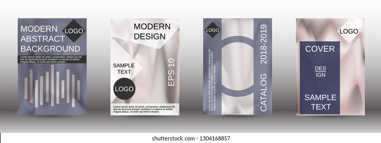 Set for liquid. Holographic abstract backgrounds. Bright mesh blurred pattern in pink, blue, green tones. Fashionable advertising vector in retro for book, annual, mobile interface, web application.