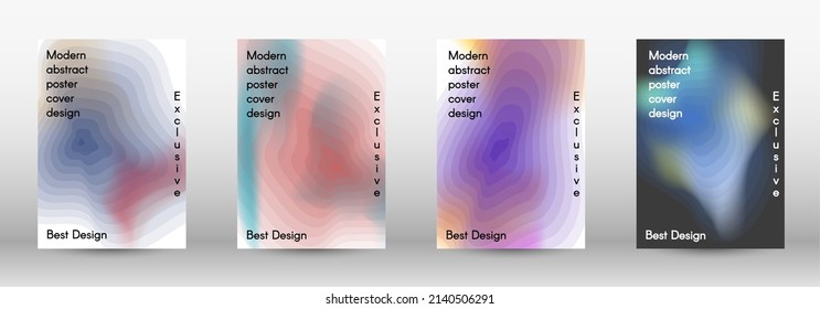 Fijado para líquido. Antecedentes holográficos abstractos. Moda borrosa de malla brillante en tonos rosa, azul, verde. Vector publicitario de moda en retro para libro, anual, interfaz móvil, aplicación web.
