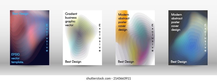 Set for liquid. Holographic abstract backgrounds. Bright mesh blurred pattern in pink, blue, green tones. Fashionable advertising vector in retro for book, annual, mobile interface, web application.