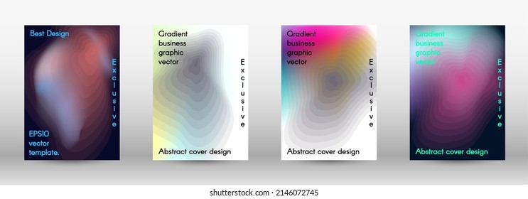 Set for liquid. Holographic abstract backgrounds. Bright mesh blurred pattern in pink, blue, green tones. Fashionable advertising vector in retro for book, annual, mobile interface, web application.