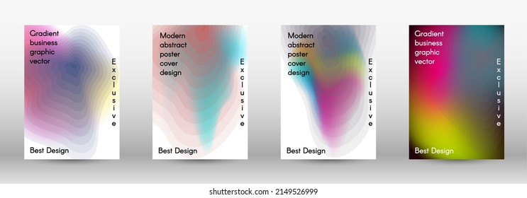 Set for liquid. Holographic abstract backgrounds. Bright mesh blurred pattern in pink, blue, green tones. Fashionable advertising vector in retro for book, annual, mobile interface, web application.
