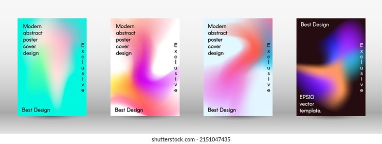 Set for liquid. Holographic abstract backgrounds.  Bright mesh blurred pattern in pink, blue, green tones.  Fashionable advertising vector in retro for book, annual, mobile interface, web application.