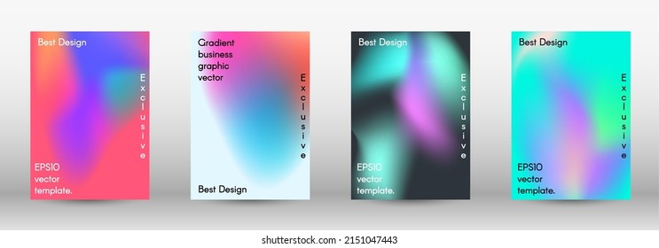 Set for liquid. Holographic abstract backgrounds.  Bright mesh blurred pattern in pink, blue, green tones.  Cover, poster, wallpaper. Colorful abstract texture. Poster design template. 