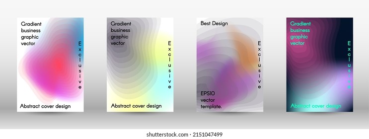 Set for liquid. Holographic abstract backgrounds. Bright mesh blurred pattern in pink, blue, green tones. Fashionable advertising vector in retro for book, annual, mobile interface, web application.