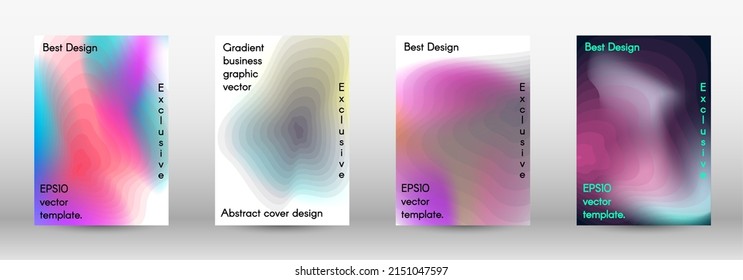 Set for liquid. Holographic abstract backgrounds. Bright mesh blurred pattern in pink, blue, green tones. Fashionable advertising vector in retro for book, annual, mobile interface, web application.