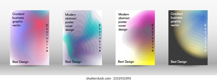 Set for liquid. Holographic abstract backgrounds. Bright mesh blurred pattern in pink, blue, green tones. Fashionable advertising vector in retro for book, annual, mobile interface, web application.
