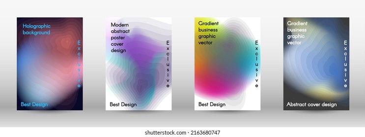 Set für Flüssigkeit. Holografische abstrakte Hintergründe. Helles, geflochtenes Muster in rosa, blauen, grünen Tönen. Modische Werbevektor in Retro für Buch, jährliche, mobile Schnittstelle, Web-Anwendung.