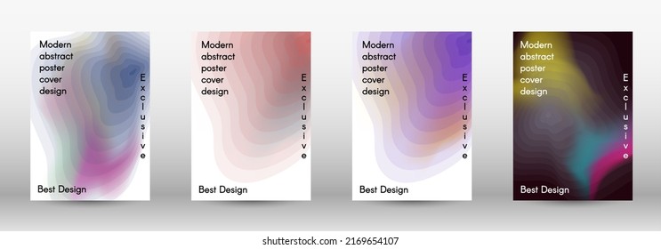 Set for liquid. Holographic abstract backgrounds. Bright mesh blurred pattern in pink, blue, green tones. Fashionable advertising vector in retro for book, annual, mobile interface, web application.